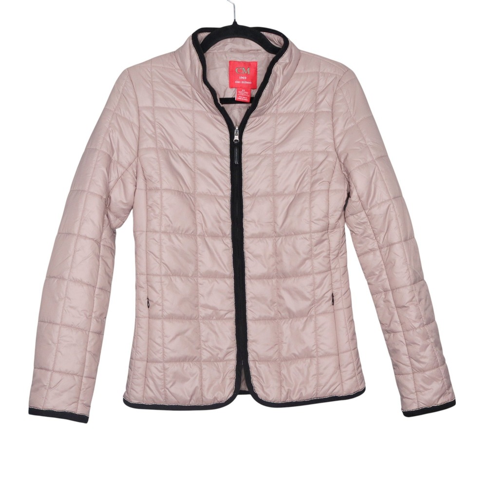 CM Ciao Milano Quilted Puffer Jacket Womens Size XS Taupe Lightweight Zip Up